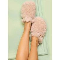 Boux Avenue Borg Clog Mule Slippers Beige