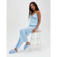 Boux Avenue Pure Cotton Broderie Pyjama Set Blue