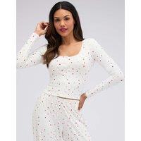 Boux Avenue Floral Ribbed Pyjama Set Ivory Mix