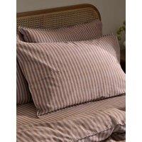 YARD Set of 2 Pure Cotton Marlow Striped Pillowcases Brown Mix