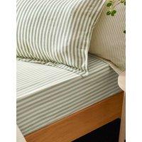 YARD Pure Cotton Striped Fitted Sheet Medium Green