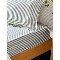 YARD Pure Cotton Striped Fitted Sheet Navy