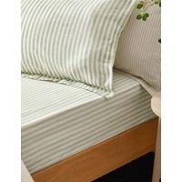 YARD Pure Cotton Striped Fitted Sheet Light Green