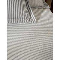 YARD Pure Cotton Hebden Striped Fitted Sheet Grey