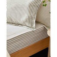YARD Pure Cotton Striped Fitted Sheet Grey