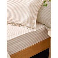 YARD Pure Cotton Striped Fitted Sheet Pink
