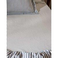YARD Pure Cotton Hebden Striped Fitted Sheet Navy