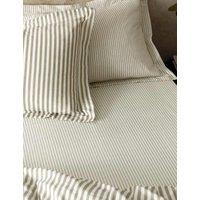 YARD Pure Cotton Hebden Striped Fitted Sheet Medium Brown