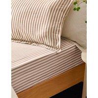 YARD Pure Cotton Striped Fitted Sheet Brown