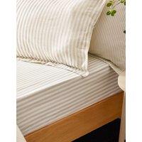 YARD Pure Cotton Striped Fitted Sheet Natural