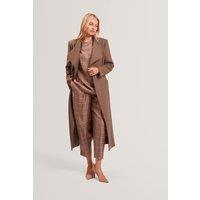Ted Baker Wool Rich Collared Longline Wrap Coat Dark Grey