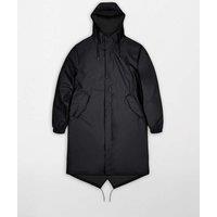 RAINS Fishtail Waterproof Hooded Longline Parka Black