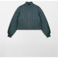 RAINS Banja Liner Cropped Bomber Jacket Dark Green