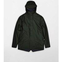 RAINS Waterproof Hooded Rain Jacket Dark Green