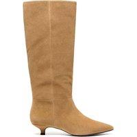 Clarks Pisa Suede Kitten Heel Pointed Knee High Boots Tan