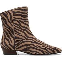 Clarks Suede Animal Print Block Heel Ankle Boots Brown Mix