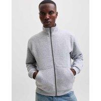 JACK & JONES Fleece Funnel Neck Long Sleeve Sweatshirt Light Grey