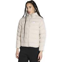 Adidas 3-Stripes Hooded Puffer Jacket Beige Mix