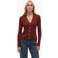 HOBBS Ribbed V-Neck Cardigan Brown Mix