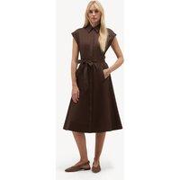 HOBBS Cotton Rich Knee Length Shirt Dress Brown