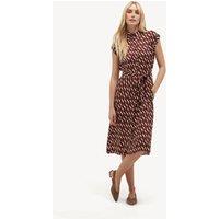 HOBBS Geoemtric Midi Shirt Dress Brown Mix