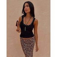 Never Fully Dressed Ribbed Scoop Neck Stud Detail Vest Top Black