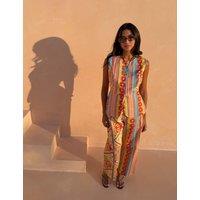 Never Fully Dressed Pure Cotton Printed Waisted Waistcoat Orange Mix