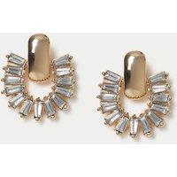 M&S Baguette Cut Stud Earrings Gold Mix