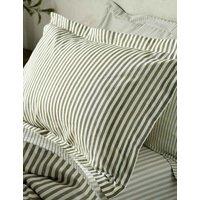 YARD 2 Pack Pure Cotton Hebden Stripe Pillowcases Dark Green Mix