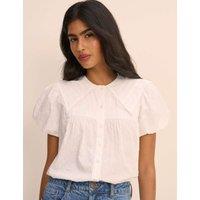 Nobody's Child Pure Cotton Lace Detail Collared Shirt White