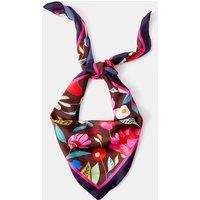 ACCESSORIZE Satin Floral Print Square Scarf Chocolate