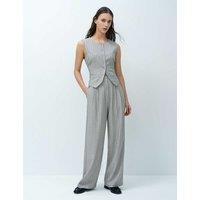 French Connection Pinstripe Wide Leg Trousers Grey Mix