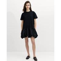 French Connection Cotton Blend Bubble Hem Mini T-Shirt Dress Black