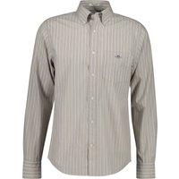 GANT Regular Fit Pure Cotton Striped Oxford Shirt Taupe