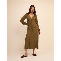 Nobody's Child Polka Dot V-Neck Midi Dress Dark Green