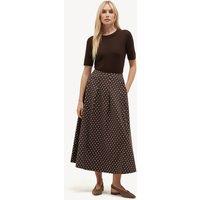 HOBBS Pure Cotton Polka Dot Midi A-Line Skirt Brown Mix