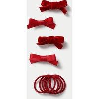M&S Back To School Red Bow Hair Multipack Red