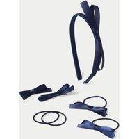M&S Back To School Navy Satin Bow Set Navy