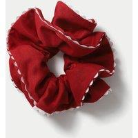 M&S Back To School Red Scallop Scrunchie Red