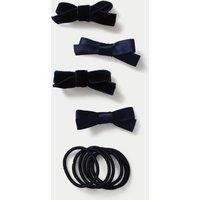 M&S Back To School Navy Bow Multipack Navy
