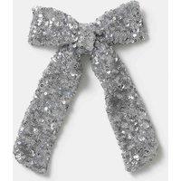 M&S Silver Sequin Bow Silver