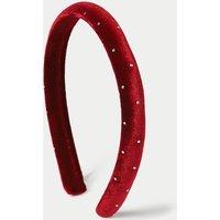 M&S Berry Embellished Velvet Aliceband Red