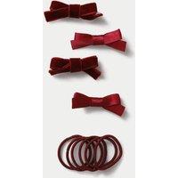 M&S Back To School Burgundy Bow Multipack Burgundy
