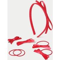 M&S Back To School Red Satin Bow Multipack Red