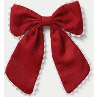 M&S Back To School Red Scallop Edge Bow Red