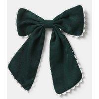 M&S Back To School Green Scallop Edge Bow Green