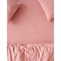 Piglet In Bed Linen Blend Gingham Fitted Sheet Pink