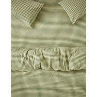 Piglet In Bed Linen Blend Gingham Fitted Sheet Green