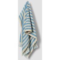 Piglet In Bed Pure Cotton Striped Fringed Towel Light Blue Mix