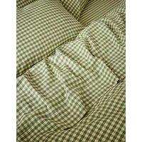 Piglet In Bed Linen Rich Gingham Flat Sheet Green